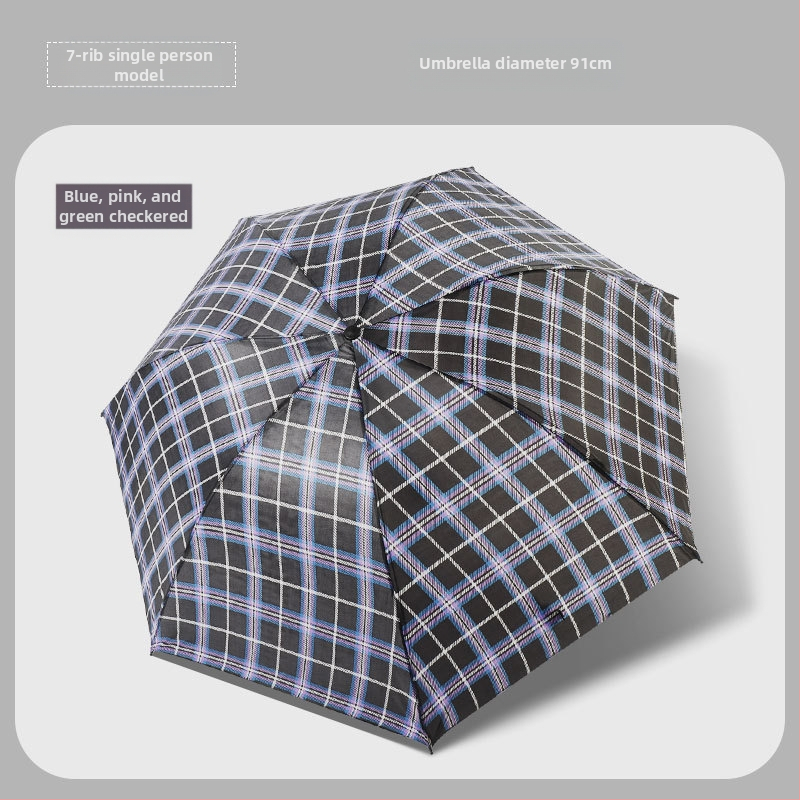 Klasszikus kockás összecsukható esernyő, manuális nyitás/zárás, uniszex, könnyű, 10 bordás vasváz, gumírozott fogantyú, 170T anyag, logó nyomás lehetséges