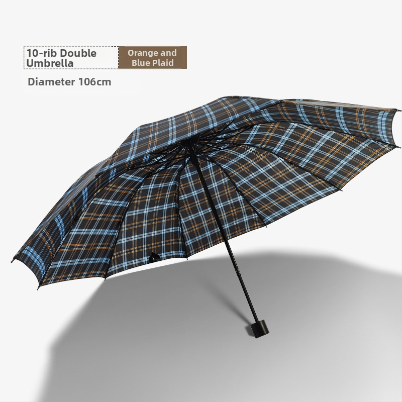 Klasszikus kockás összecsukható esernyő, manuális nyitás/zárás, uniszex, könnyű, 10 bordás vasváz, gumírozott fogantyú, 170T anyag, logó nyomás lehetséges