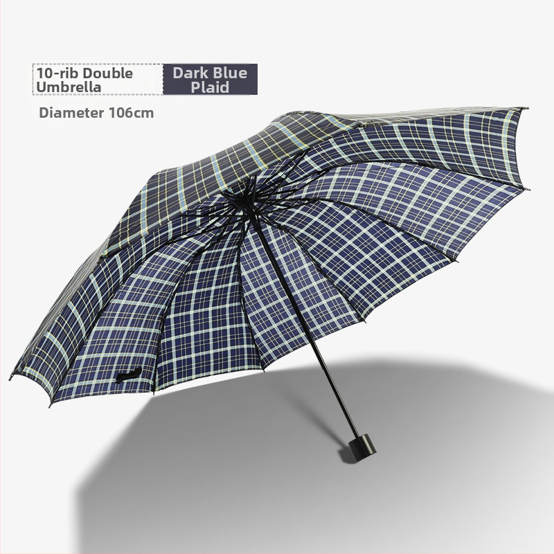 Klasszikus kockás összecsukható esernyő, manuális nyitás/zárás, uniszex, könnyű, 10 bordás vasváz, gumírozott fogantyú, 170T anyag, logó nyomás lehetséges
