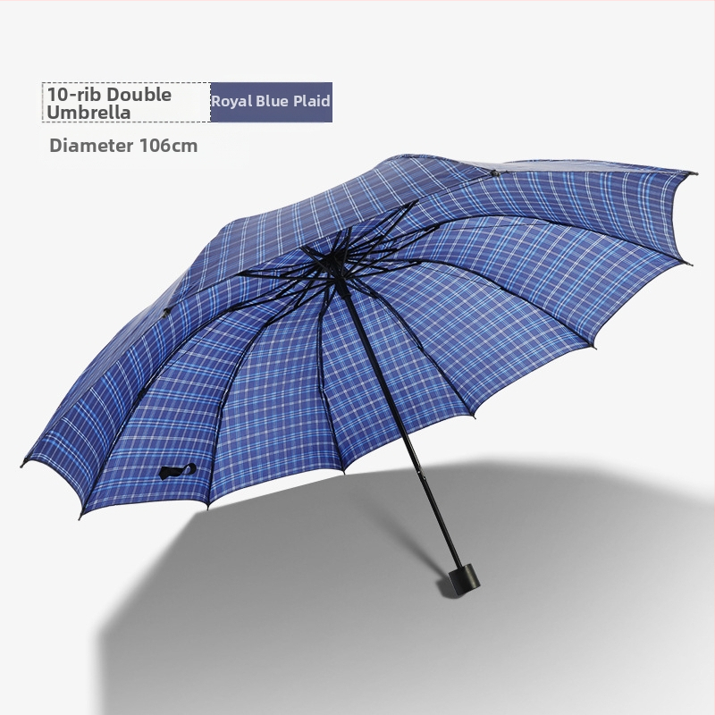 Klasszikus kockás összecsukható esernyő, manuális nyitás/zárás, uniszex, könnyű, 10 bordás vasváz, gumírozott fogantyú, 170T anyag, logó nyomás lehetséges