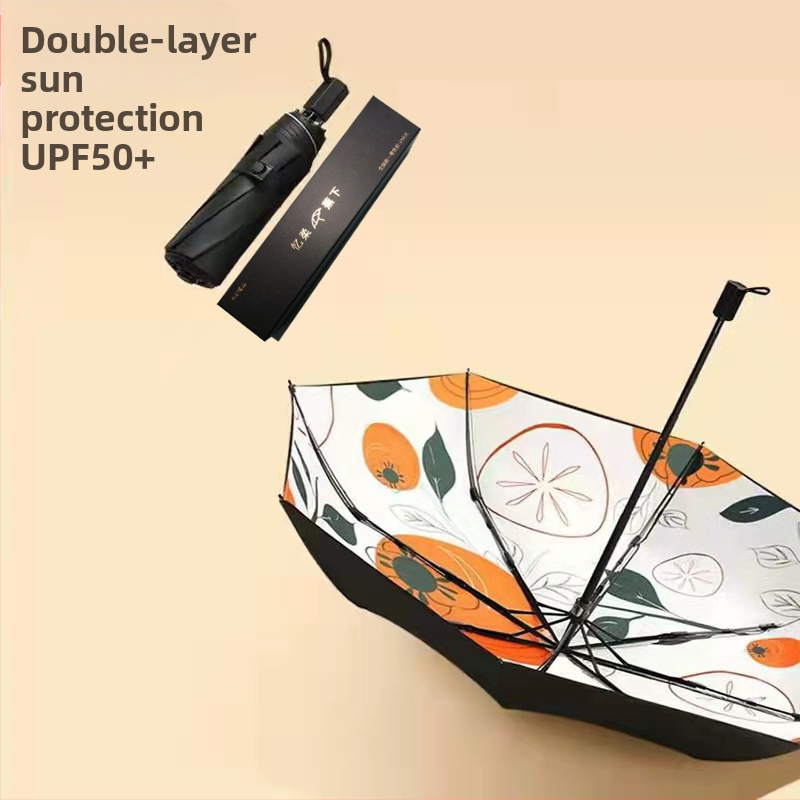 Διπλοεπίπεδη ομπρέλα ήλιου, UPF >50, ύφασμα 210T, 8 βέργες από ίνες, ατσάλινος σωλήνας, χειροκίνητο άνοιγμα