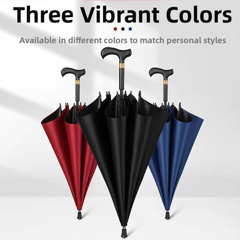 Ομπρέλα-ραβδί με μακριά λαβή για περπάτημα, σκελετός από σίδηρο με 8 ράβδες, σιδερένιος σωλήνας και λαβή, κάλυμμα 210T, UV προστασία UPF > 40