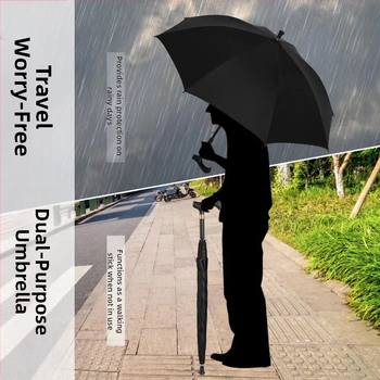 Ομπρέλα-ραβδί με μακριά λαβή για περπάτημα, σκελετός από σίδηρο με 8 ράβδες, σιδερένιος σωλήνας και λαβή, κάλυμμα 210T, UV προστασία UPF > 40