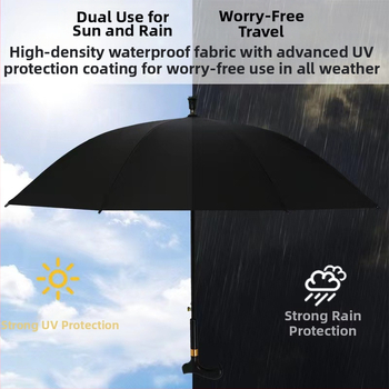 Ομπρέλα-ραβδί με μακριά λαβή για περπάτημα, σκελετός από σίδηρο με 8 ράβδες, σιδερένιος σωλήνας και λαβή, κάλυμμα 210T, UV προστασία UPF > 40