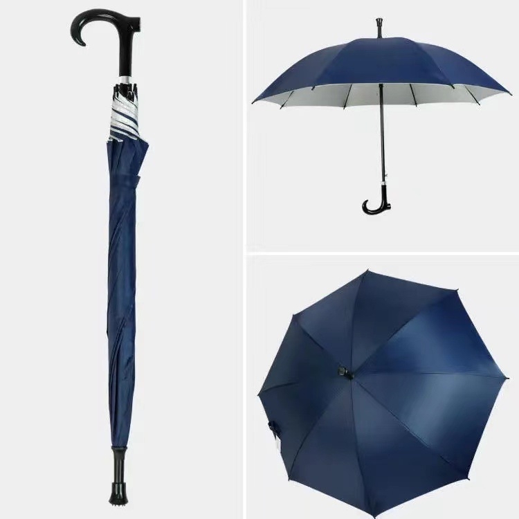 Ομπρέλα-ραβδί με μακριά λαβή για περπάτημα, σκελετός από σίδηρο με 8 ράβδες, σιδερένιος σωλήνας και λαβή, κάλυμμα 210T, UV προστασία UPF > 40