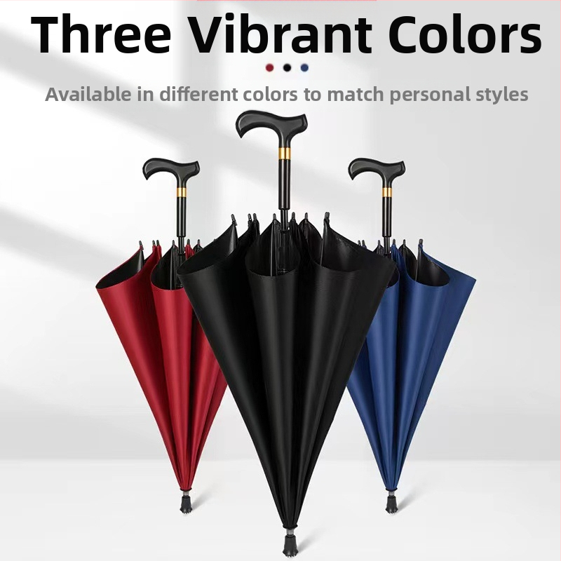 Ομπρέλα-ραβδί με μακριά λαβή για περπάτημα, σκελετός από σίδηρο με 8 ράβδες, σιδερένιος σωλήνας και λαβή, κάλυμμα 210T, UV προστασία UPF > 40