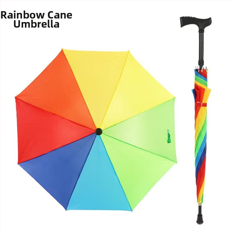 Ομπρέλα-ραβδί με μακριά λαβή για περπάτημα, σκελετός από σίδηρο με 8 ράβδες, σιδερένιος σωλήνας και λαβή, κάλυμμα 210T, UV προστασία UPF > 40