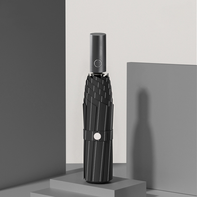 Automatikus fordított esernyő egyedi logó nyomtatással, fordított összecsukható kialakítás, UV védelem UPF > 50, 10 bordás váz rostból