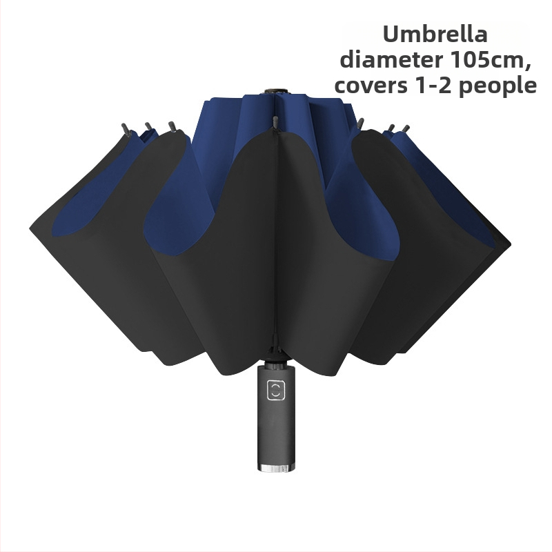 Automatikus fordított esernyő egyedi logó nyomtatással, fordított összecsukható kialakítás, UV védelem UPF > 50, 10 bordás váz rostból