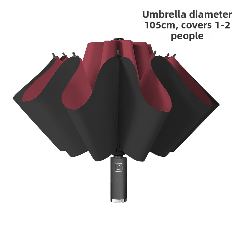 Automatikus fordított esernyő egyedi logó nyomtatással, fordított összecsukható kialakítás, UV védelem UPF > 50, 10 bordás váz rostból