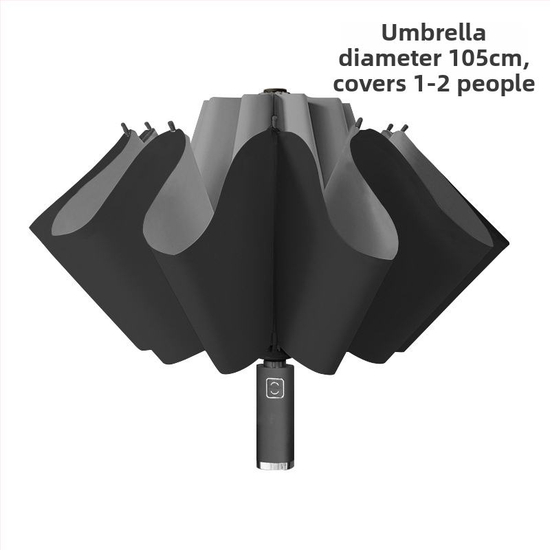 Automatikus fordított esernyő egyedi logó nyomtatással, fordított összecsukható kialakítás, UV védelem UPF > 50, 10 bordás váz rostból