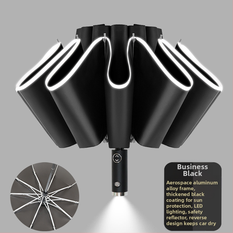 Automatikus fordított esernyő egyedi logó nyomtatással, fordított összecsukható kialakítás, UV védelem UPF > 50, 10 bordás váz rostból