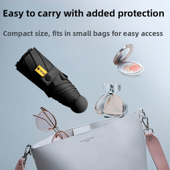 Ομπρέλα κάψουλα πέντε τμημάτων, τσέπη, UV προστασία UPF50+, ύφασμα 190T, 6 ραβδιά, ατσάλινος σωλήνας, πλαστική λαβή, χειροκίνητο άνοιγμα, διαφημιστική ομπρέλα