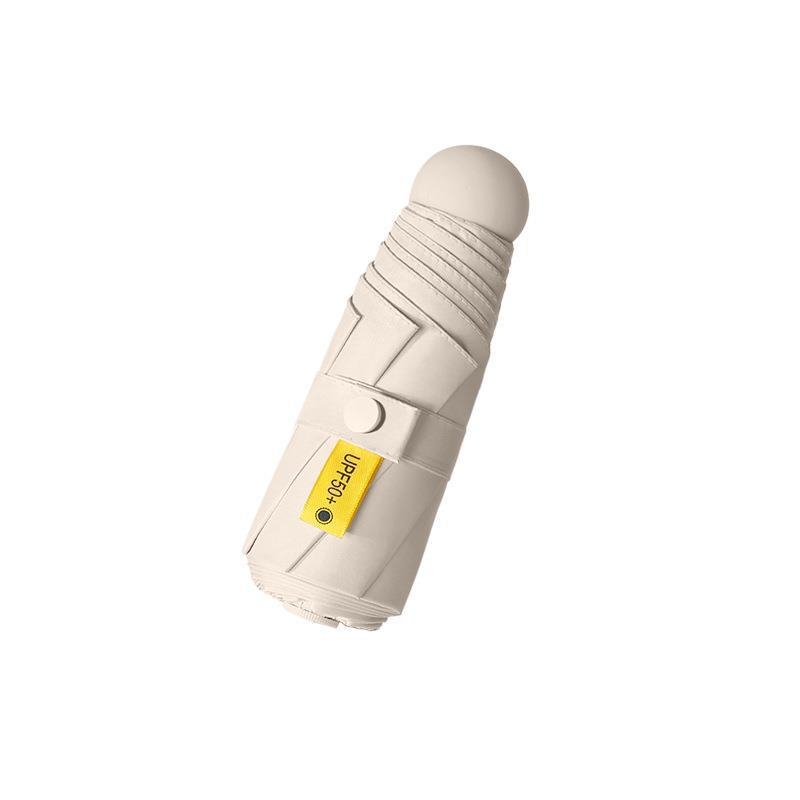 Umbrelă capsulă cu cinci segmente, de buzunar, protecție UV UPF50+, țesătură 190T, 6 brațe, tijă din oțel, mâner din plastic, deschidere manuală, umbrelă publicitară