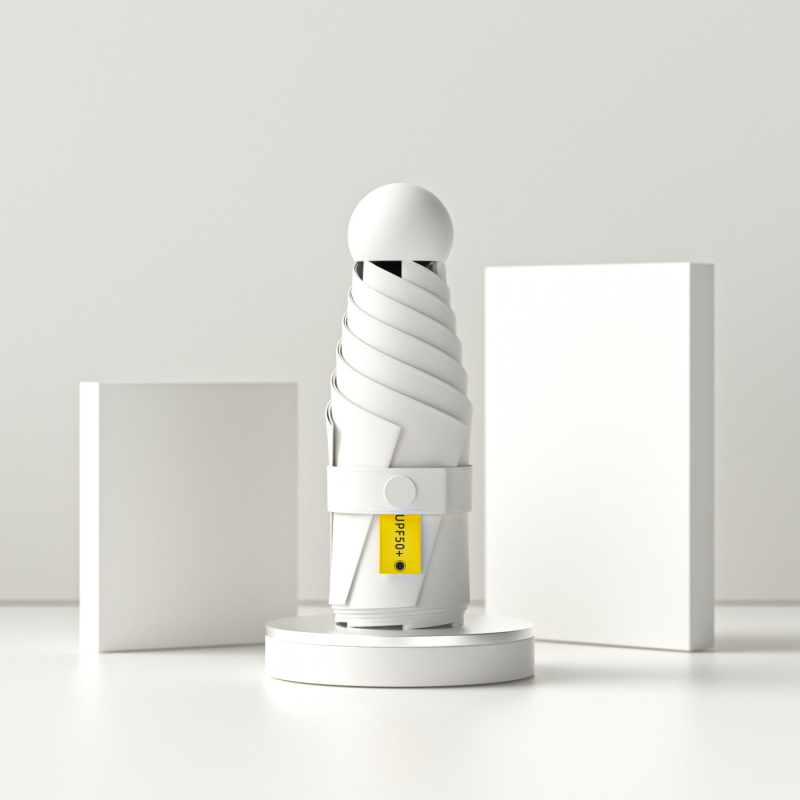 Umbrelă capsulă cu cinci segmente, de buzunar, protecție UV UPF50+, țesătură 190T, 6 brațe, tijă din oțel, mâner din plastic, deschidere manuală, umbrelă publicitară