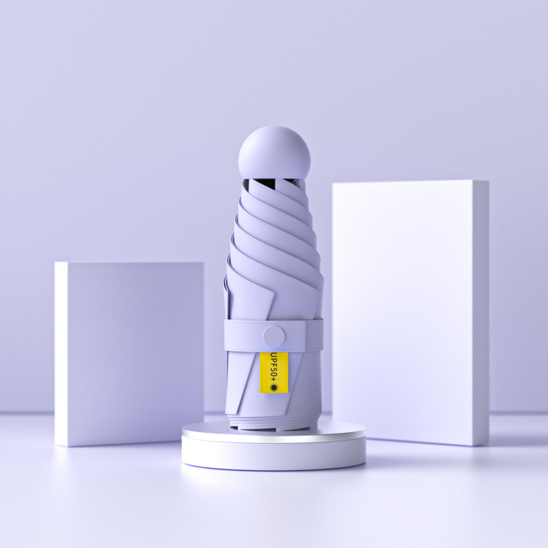 Umbrelă capsulă cu cinci segmente, de buzunar, protecție UV UPF50+, țesătură 190T, 6 brațe, tijă din oțel, mâner din plastic, deschidere manuală, umbrelă publicitară