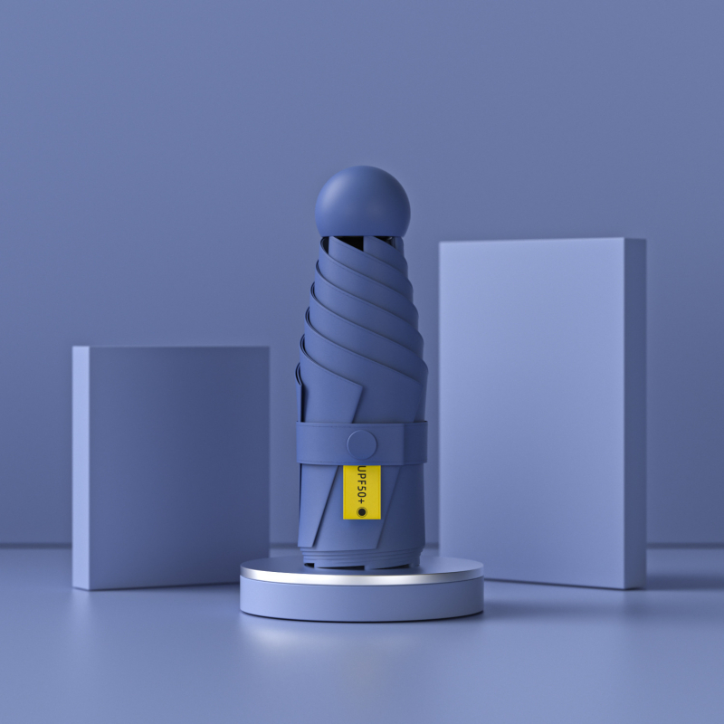 Umbrelă capsulă cu cinci segmente, de buzunar, protecție UV UPF50+, țesătură 190T, 6 brațe, tijă din oțel, mâner din plastic, deschidere manuală, umbrelă publicitară