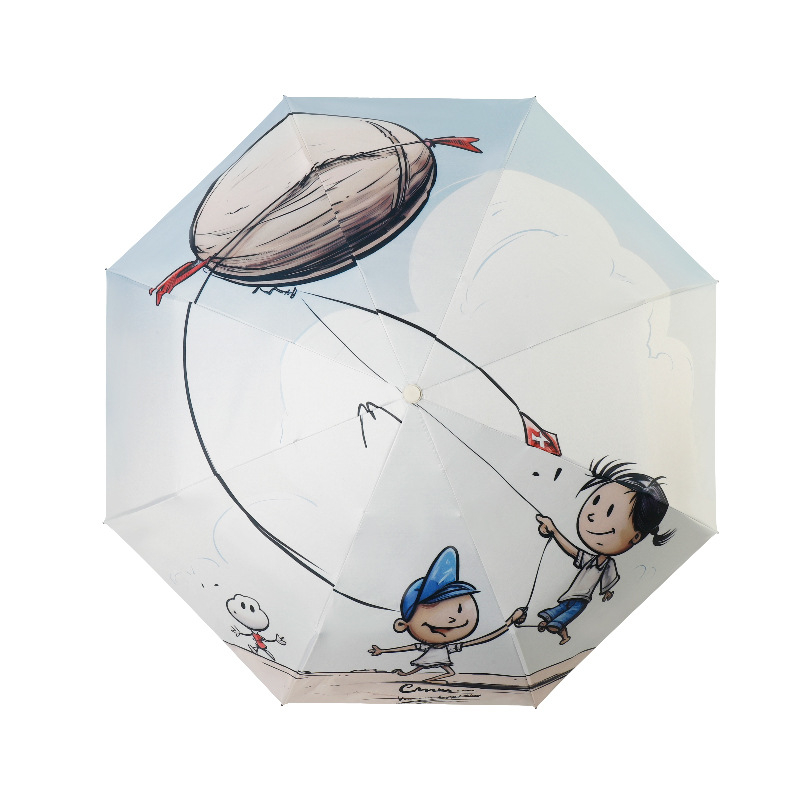 Automatinis skėtis nuo saulės ir lietaus studentams, 8 rėmų strypai, retro trijų dalių dizainas, UPF50+, lengvas