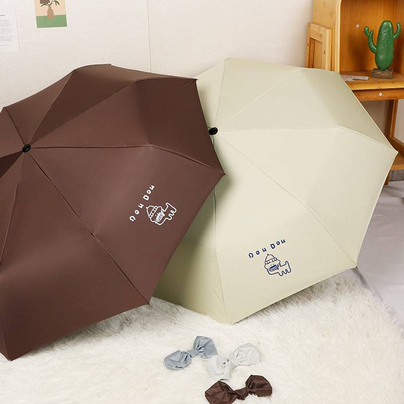 Trys dalių skėtis su karikatūrų dizainu, logotipo spauda, pusiau automatinis atidarymas, UV apsauga UPF 30+