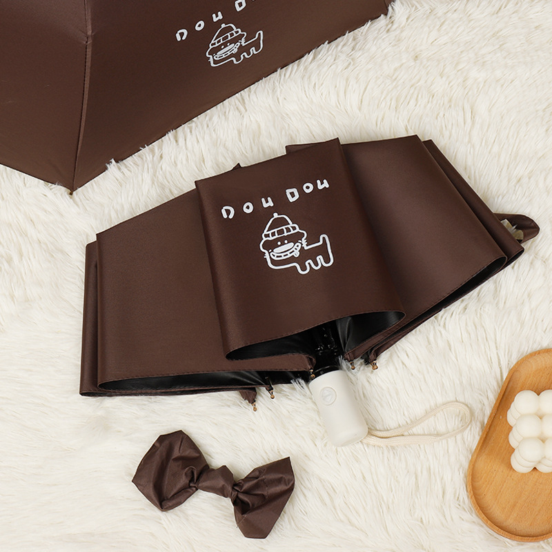 Trys dalių skėtis su karikatūrų dizainu, logotipo spauda, pusiau automatinis atidarymas, UV apsauga UPF 30+