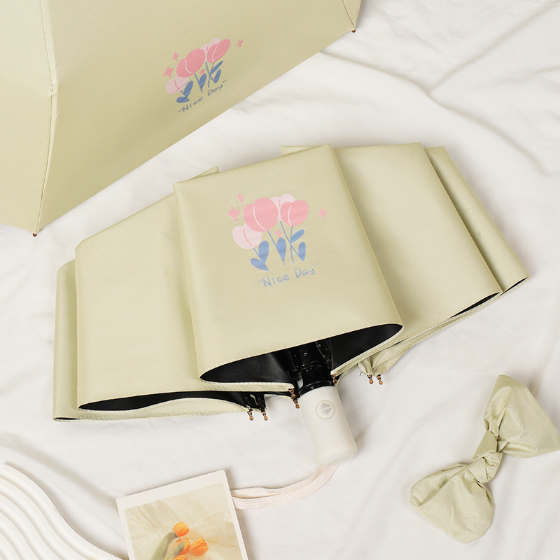 Trys dalių skėtis su karikatūrų dizainu, logotipo spauda, pusiau automatinis atidarymas, UV apsauga UPF 30+