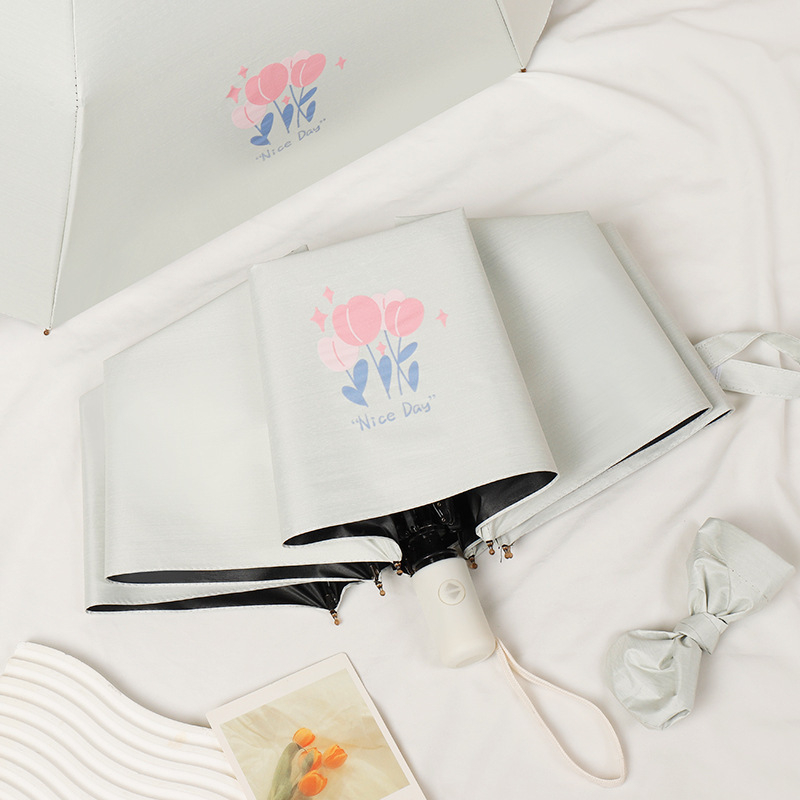 Trys dalių skėtis su karikatūrų dizainu, logotipo spauda, pusiau automatinis atidarymas, UV apsauga UPF 30+