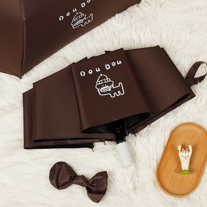 Trys dalių skėtis su karikatūrų dizainu, logotipo spauda, pusiau automatinis atidarymas, UV apsauga UPF 30+