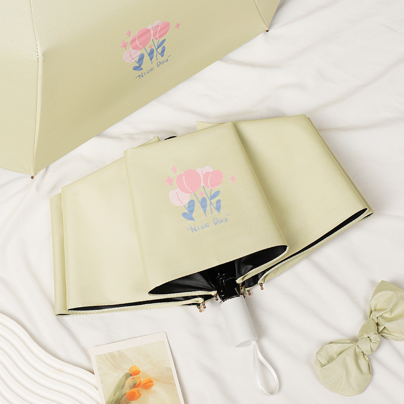 Trys dalių skėtis su karikatūrų dizainu, logotipo spauda, pusiau automatinis atidarymas, UV apsauga UPF 30+