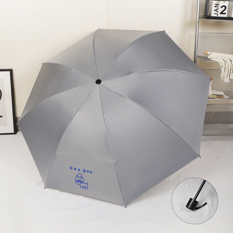 Trys dalių skėtis su karikatūrų dizainu, logotipo spauda, pusiau automatinis atidarymas, UV apsauga UPF 30+