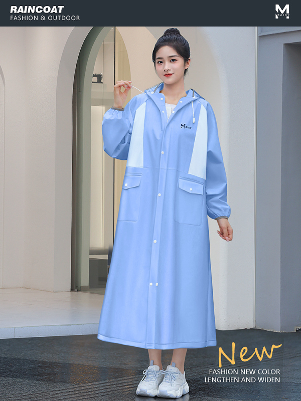 Ilgas lietaus pončas suaugusiems, EVA audinys, vieno gabalo dizainas, daugkartinis naudojimas, stipri lietaus apsauga