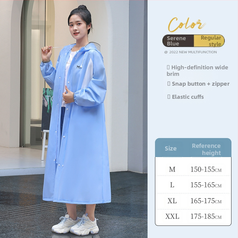 Ilgas lietaus pončas suaugusiems, EVA audinys, vieno gabalo dizainas, daugkartinis naudojimas, stipri lietaus apsauga