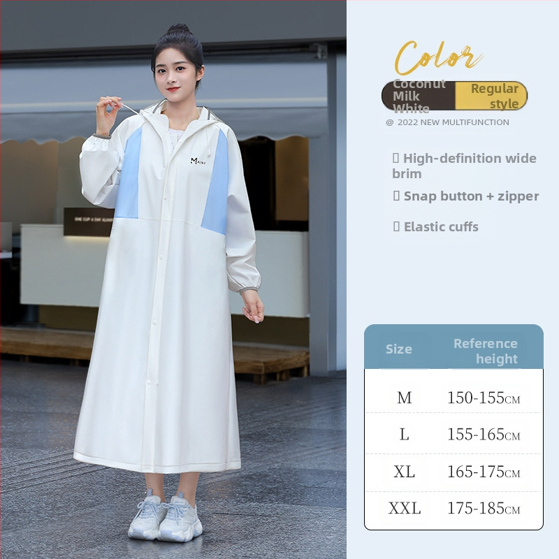 Ilgas lietaus pončas suaugusiems, EVA audinys, vieno gabalo dizainas, daugkartinis naudojimas, stipri lietaus apsauga