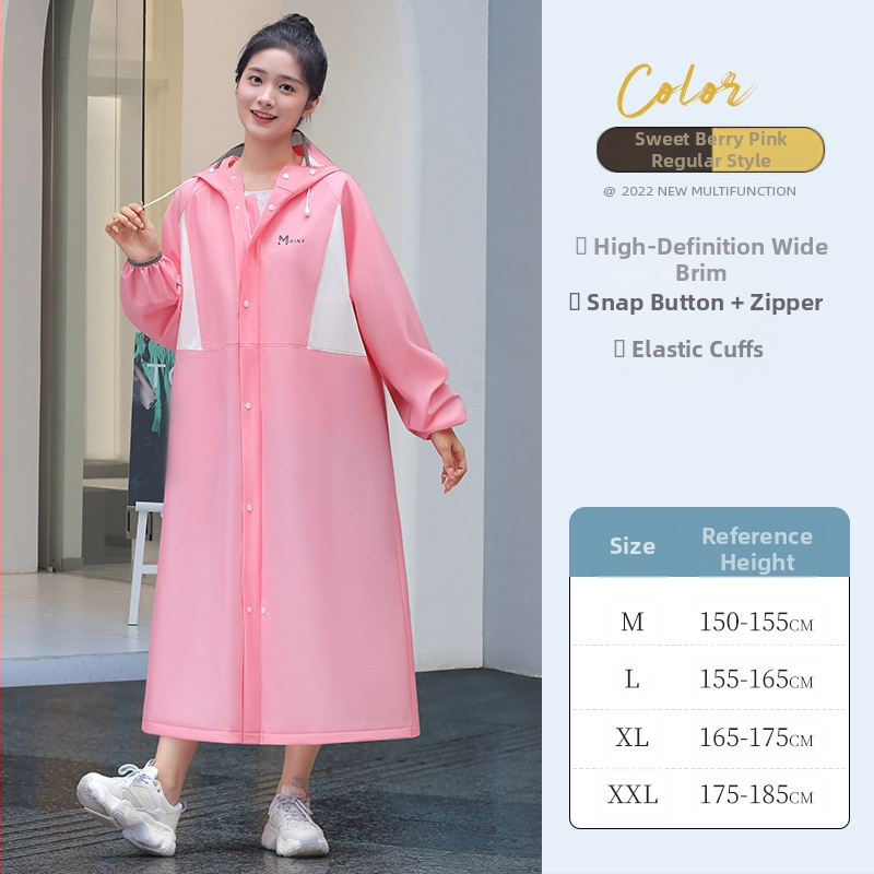 Ilgas lietaus pončas suaugusiems, EVA audinys, vieno gabalo dizainas, daugkartinis naudojimas, stipri lietaus apsauga