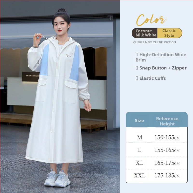 Ilgas lietaus pončas suaugusiems, EVA audinys, vieno gabalo dizainas, daugkartinis naudojimas, stipri lietaus apsauga