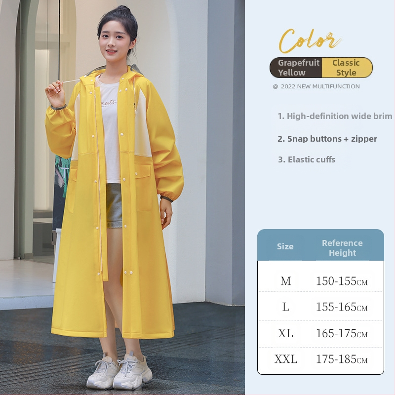 Ilgas lietaus pončas suaugusiems, EVA audinys, vieno gabalo dizainas, daugkartinis naudojimas, stipri lietaus apsauga