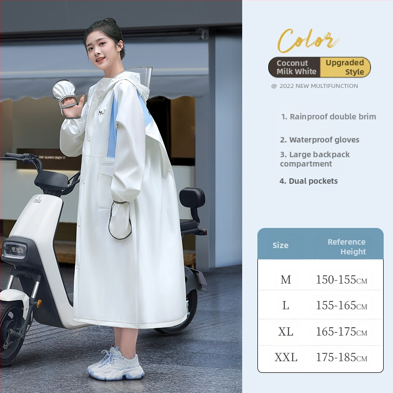 Ilgas lietaus pončas suaugusiems, EVA audinys, vieno gabalo dizainas, daugkartinis naudojimas, stipri lietaus apsauga