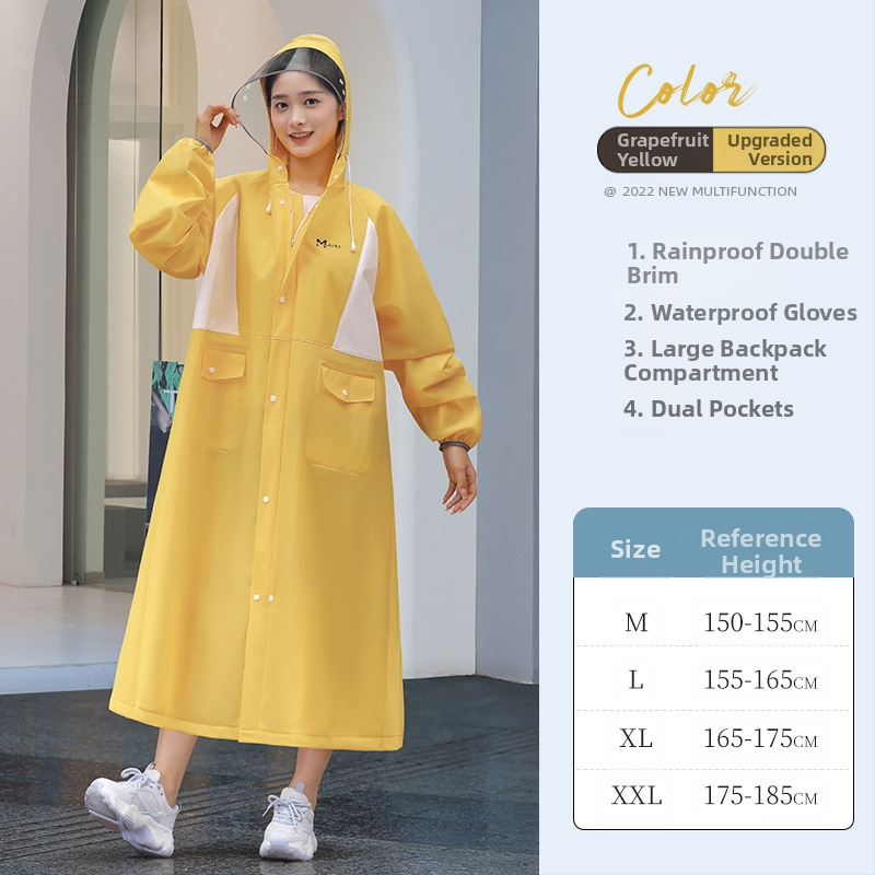 Ilgas lietaus pončas suaugusiems, EVA audinys, vieno gabalo dizainas, daugkartinis naudojimas, stipri lietaus apsauga