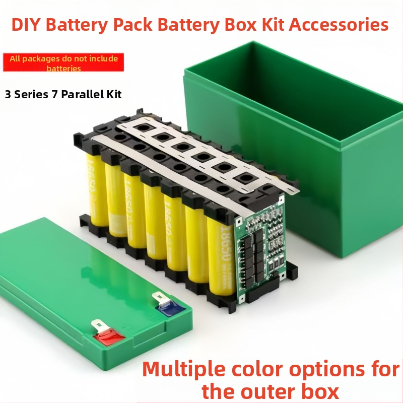 18650 baterijų dėžutės rinkinys su nikeliu laikikliu, 12V 7Ah Li-ion baterija, 3S 40A balansavimo apsaugos plokštė