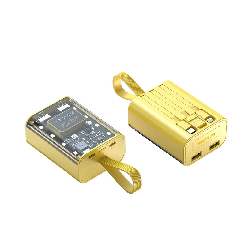 Power Bank 10000mAh cu cablu încorporat, stil industrial, baterie litiu-ion, intrare 5V, ieșire 10W QC2.0