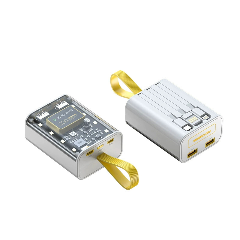 Power Bank 10000mAh cu cablu încorporat, stil industrial, baterie litiu-ion, intrare 5V, ieșire 10W QC2.0