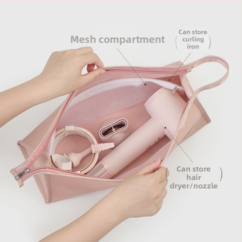 Θήκη αποθήκευσης για πιστολάκι – επιτοίχια, χωρίς τρύπες, κυβοειδές διαφανές δικτυωτό οργανωτής για ταξίδια, μακιγιάζ и είδη περιποίησης