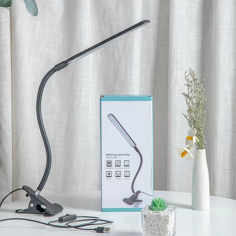 Διπλής κεφαλής επιτραπέζια LED λάμπα με κλιπ, προστασία ματιών και ρύθμιση φωτεινότητας, USB τροφοδοσία, νυχτερινό φως για μελέτη