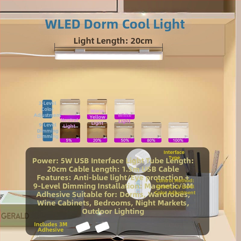 Λαμπα γραφείου με USB τροφοδοσία, διακόπτης κουμπιού, σώμα από PC, ρυθμιζόμενη φωτεινότητα, μοντέρνο μινιμαλιστικό στυλ