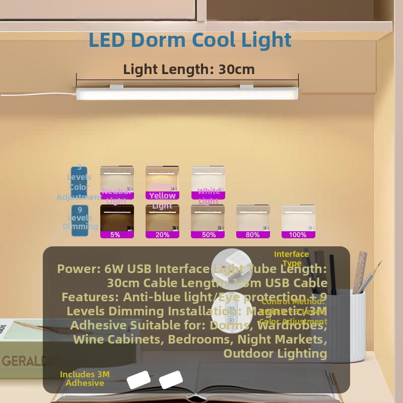 Λαμπα γραφείου με USB τροφοδοσία, διακόπτης κουμπιού, σώμα από PC, ρυθμιζόμενη φωτεινότητα, μοντέρνο μινιμαλιστικό στυλ