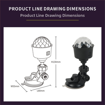 USB автомобилна атмосфера светлина с мигащи LED диоди, вакуумно закрепване, PVC абажур, ≤36V, захранване от гнездо