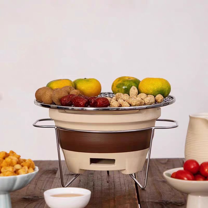 Lauko keraminis arbatos rinkinys su anglimi – kempingo arbatos rinkinys su atvira liepsna, nešiojamas, atsparus karščiui, tinkamas 6–10 žmonėms, pritaikymas galimas