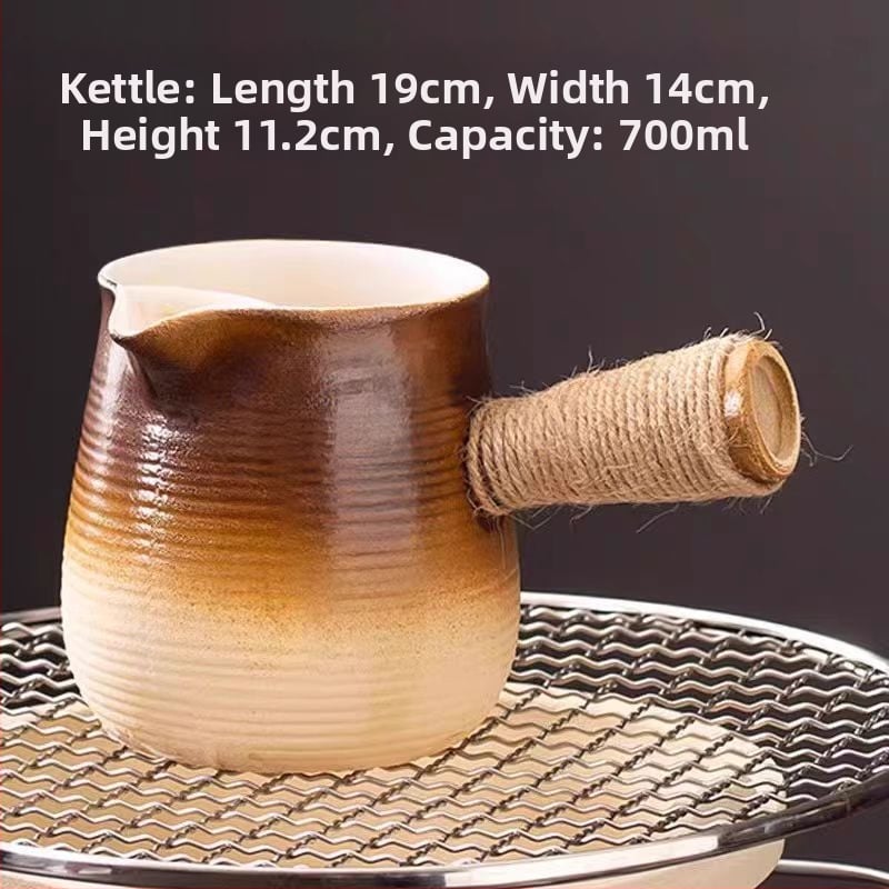 Lauko keraminis arbatos rinkinys su anglimi – kempingo arbatos rinkinys su atvira liepsna, nešiojamas, atsparus karščiui, tinkamas 6–10 žmonėms, pritaikymas galimas