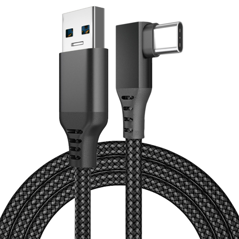 Oculus Quest 2 USB-C кабел с 90° ъгъл за VR (USB-C, 60W, 5GB, алуминиева сплав, съвместим с Oculus Quest)