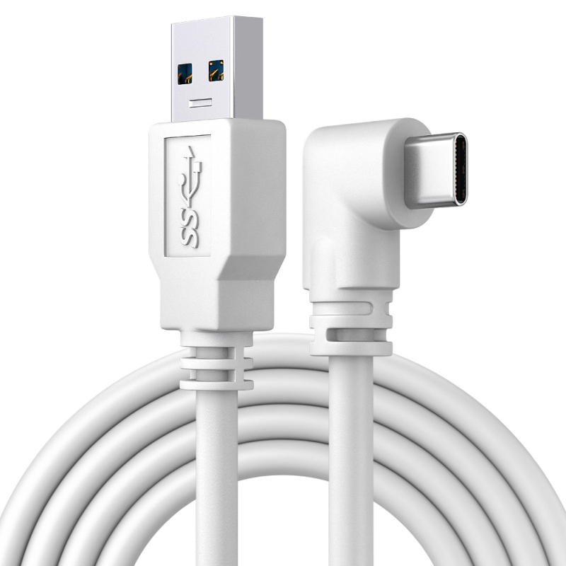 Oculus Quest 2 USB-C кабел с 90° ъгъл за VR (USB-C, 60W, 5GB, алуминиева сплав, съвместим с Oculus Quest)