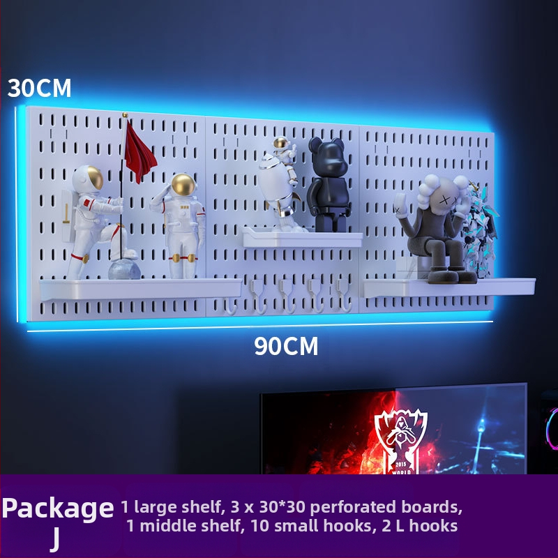 Perforovaná doska na stenu s háčikmi – bez vŕtania, 1 vrstva, viacúčelové skladovanie, balenie 20 ks